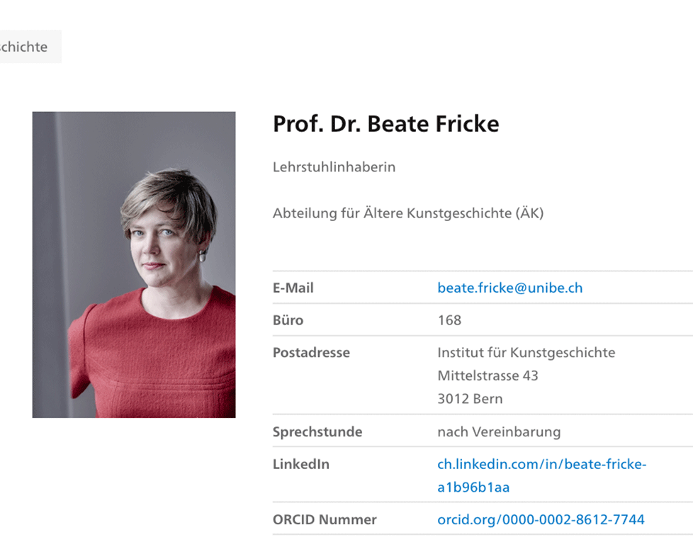 Beispiel eines Personenobjekts auf der Live-Seite