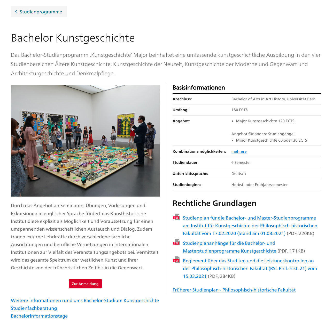 Beispiel eines Studiengangfactsheets