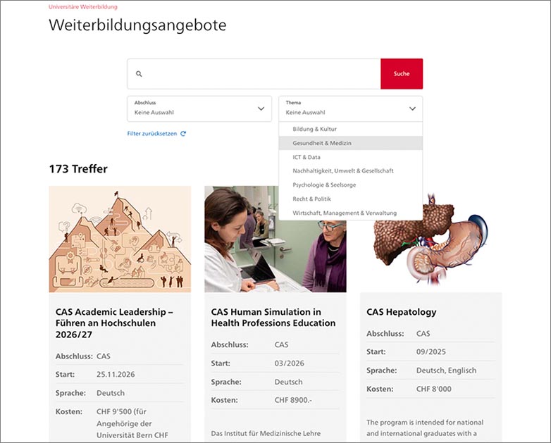 Übersicht Weiterbildungsstudiengänge