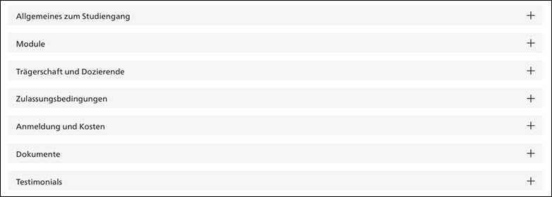 Tab-Menu im Weiterbildungsfactsheet
