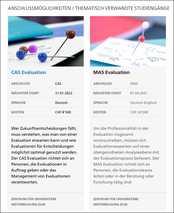 Darstellung zugehöriger Weiterbildungsstudiengänge