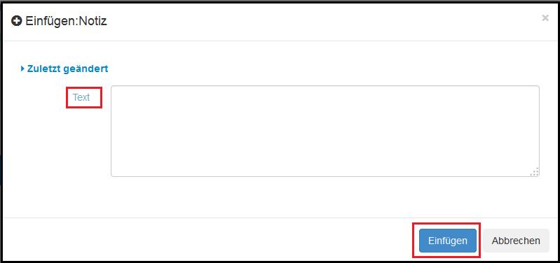 Fügen Sie den Notiztext ein