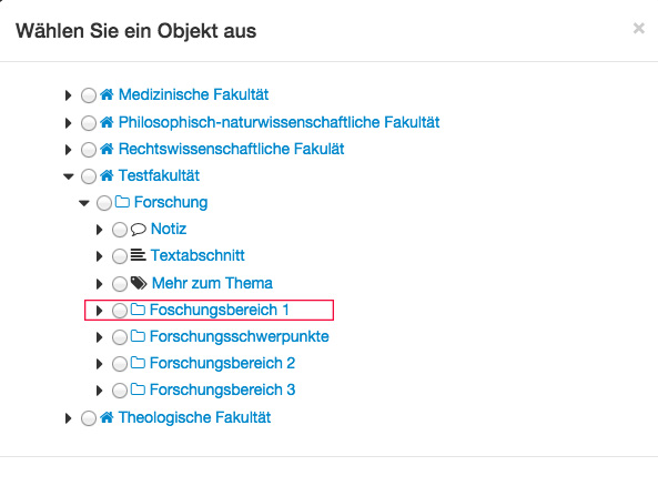 Zielobjekt auswählen
