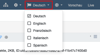Sprachenwechsel im ZMS