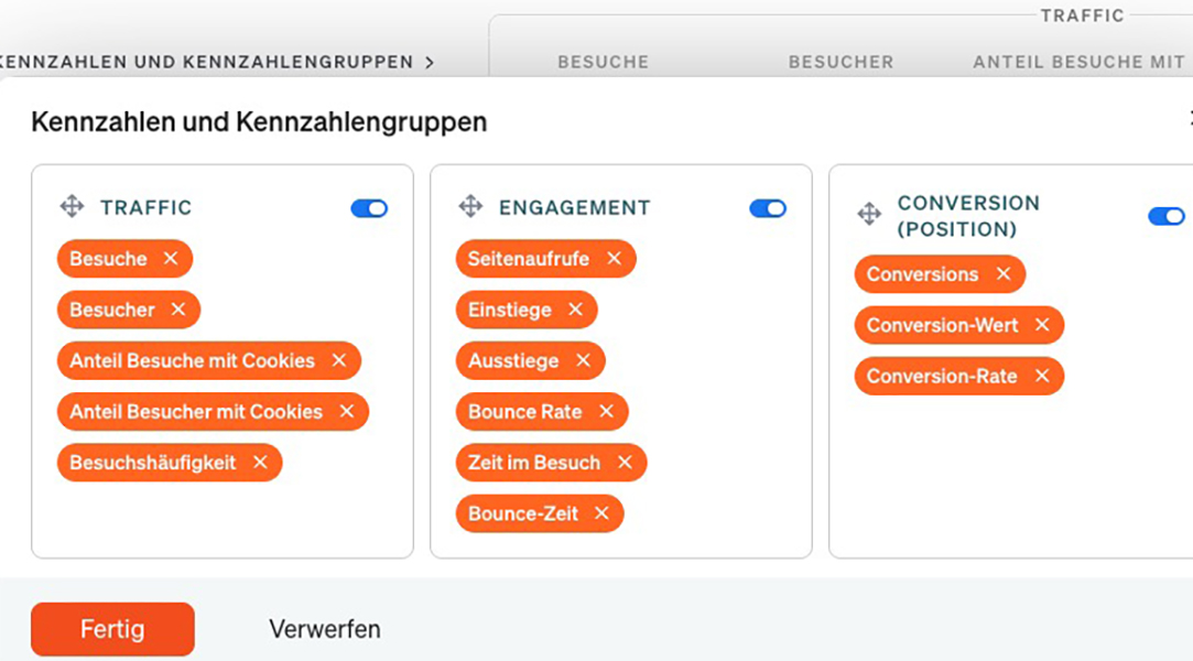 Ein- und Ausblenden von Kennzahlen