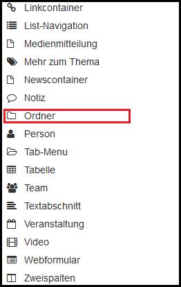 Wählen Sie aus dem Dropdown Menü den Ordner aus