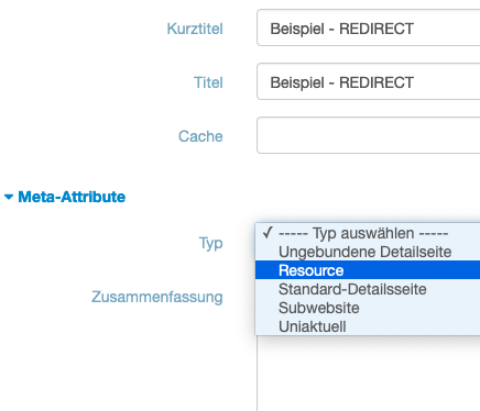 Einstellung Resource